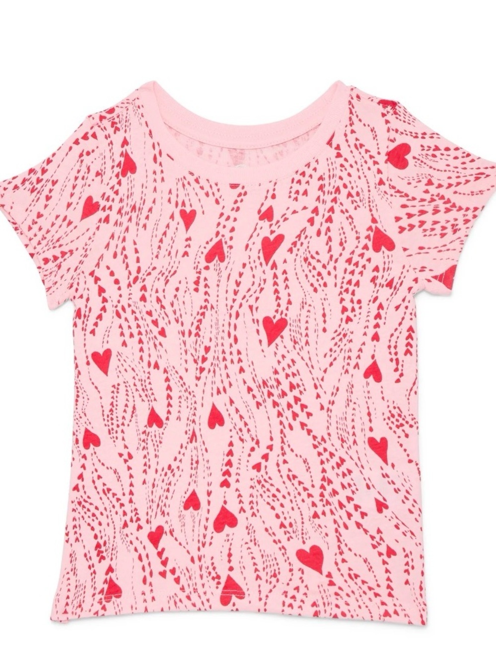 Kids Short Sleeve Pink Heart Print Tee